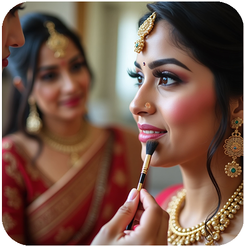 Client receiving a facial mask at Ashtamudi Beauty Salon